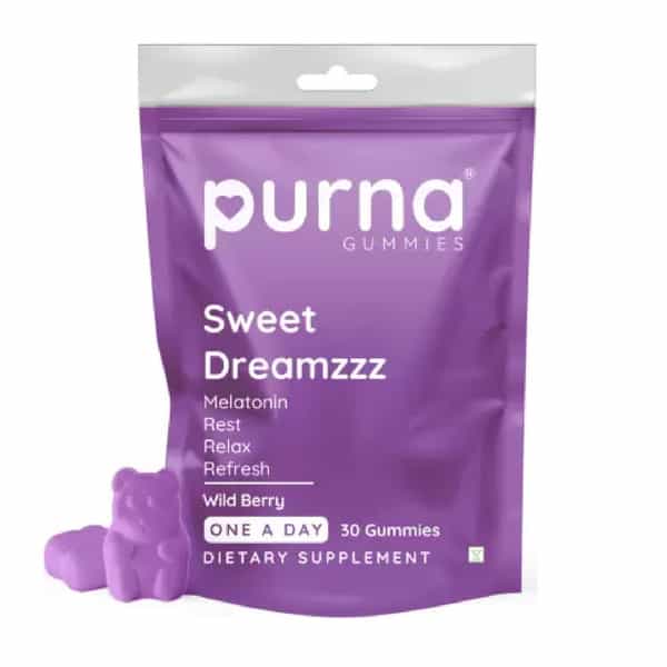 Purna Melatonin Wild Berry Flavor Gummies For Sleep Well & Reduced Stress 30 Day Pack