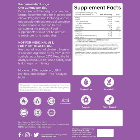 Purna Melatonin Wild Berry Flavor Gummies For Sleep Well & Reduced Stress 30 Day Pack