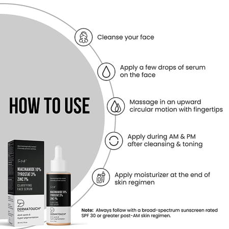 Dermatouch 10% Niacinamide | 3% Tyrostat & Zinc 1% Clarifying Face Serum - 30ml