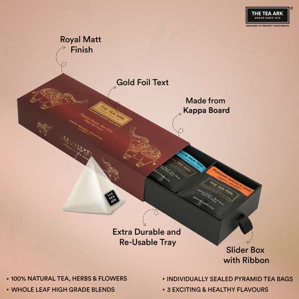 The Tea Ark Privileg Gift Box With Blue Pea Flower, Ashwagandha Turmeric, Punjabi Masala|21 Tea Bags