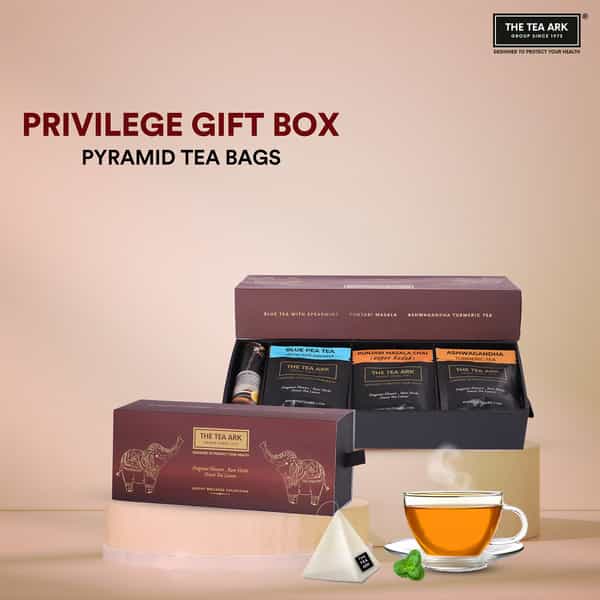The Tea Ark Privileg Gift Box With Blue Pea Flower, Ashwagandha Turmeric, Punjabi Masala|21 Tea Bags