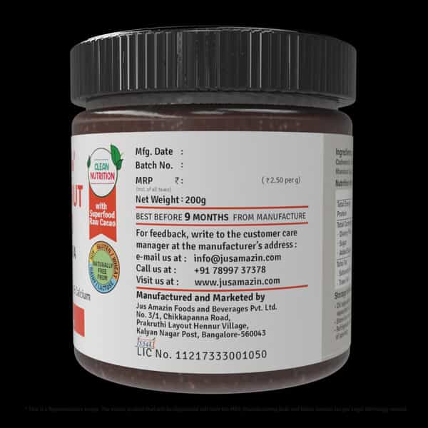 Jus Amazin Crunchy Hazelnut Spread Choco Mania -200G|Clean Nutrition|4X Less Sugar 3X More Protein