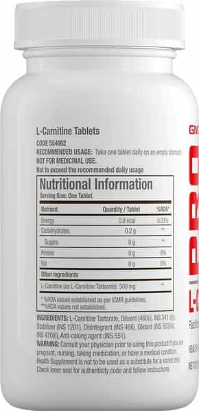 Gnc L-Carnitine 500 Mg Tablet 60