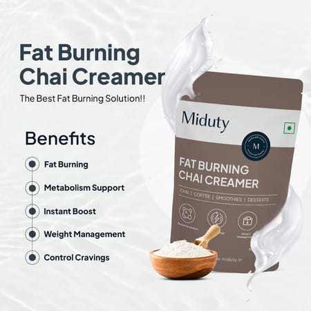 Miduty Fat Burning Chai Creamer - Mct Oil - Green Coffee - Metabolism Booster - Keto Friendly - 200g