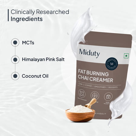 Miduty Fat Burning Chai Creamer - Mct Oil - Green Coffee - Metabolism Booster - Keto Friendly - 200g
