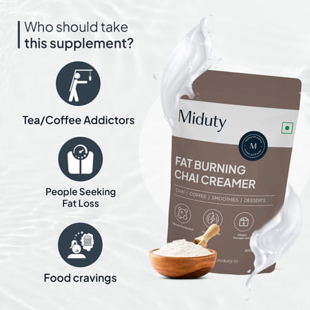 Miduty Fat Burning Chai Creamer - Mct Oil - Green Coffee - Metabolism Booster - Keto Friendly - 200g