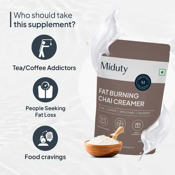 Miduty Fat Burning Chai Creamer - Mct Oil - Green Coffee - Metabolism Booster - Keto Friendly - 200G