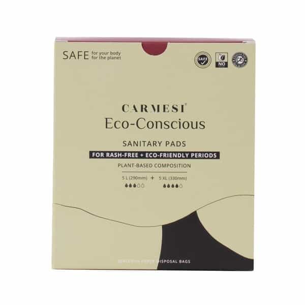 Carmesi All Natural Sanitary Pads - 5 Regular + 5 Xl (10 Pads)