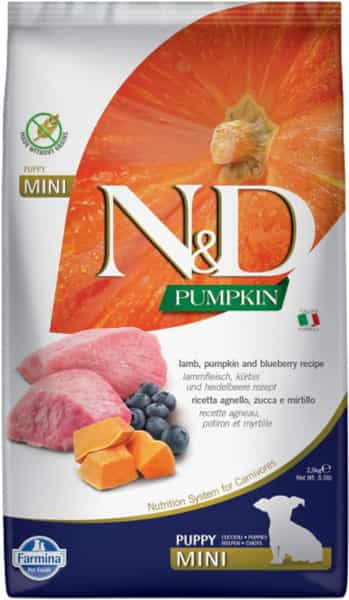 Farmina N&D Pumpkin Puppy Mini Dog Food | Lamb | Blueberry & Pumpkin | 2.5Kg