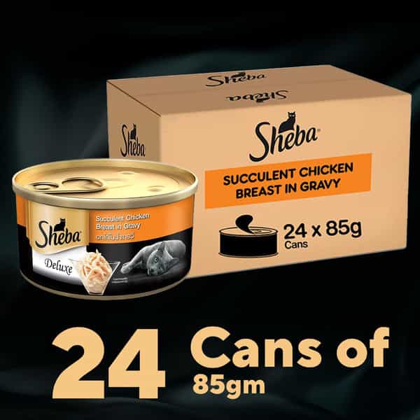 Sheba Deluxe Premium Adult (1+ Years) Wet Cat Food | Succulent Chicken Breast In Gravy | 24 X 85 G