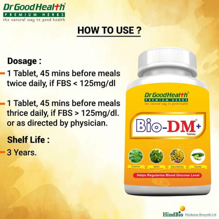 Dr Goodhealth Bio Dm+ Ayurvedic Medicine Diabetes Care Controls Blood Sugar Pack Of 2 120 Tablets