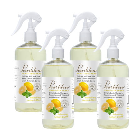 Pearldew Sanitizer Spray (Lemon & Mint) 500 Ml | Aloe & Neem | Paraben Free (Pack Of 1)