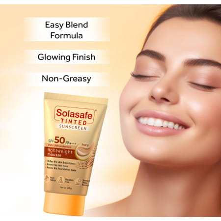 Solasafe Tinted Sunscreen Gel | Spf 50 | Lightweight Mousse Lvory 40 Gm