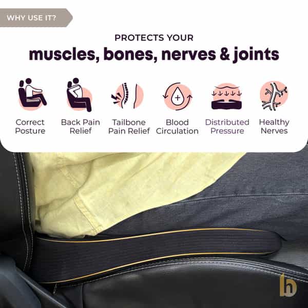 Betterhood Black Memory Foam Ergonomic Seat Cushion For Car