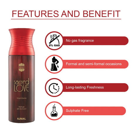 Ajmal 3 Sacred Love For Women & 1 Distraction For Men & Women Deodorants Each 200Ml Combo Pack Of 4