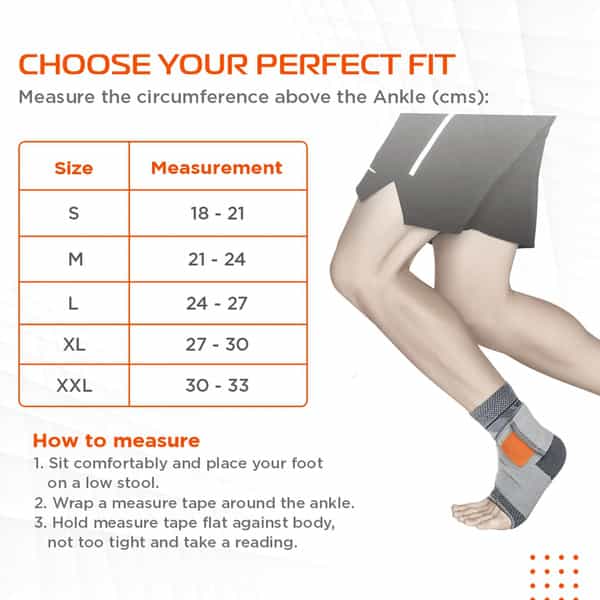 Vissco Ankler | 2 In 1 Anklet + Binder | Provides Support & Stability To The Ankle - Large (Grey)
