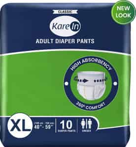 Kare In Classic Adult Diaper Pants Extra Large 100 - 150 Cm (40"- 59") Unisex Elastic Waist 10 Count
