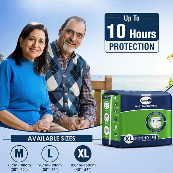 Kare In Classic Adult Diaper Pants Extra Large 100 - 150 Cm (40"- 59") Unisex Elastic Waist 10 Count
