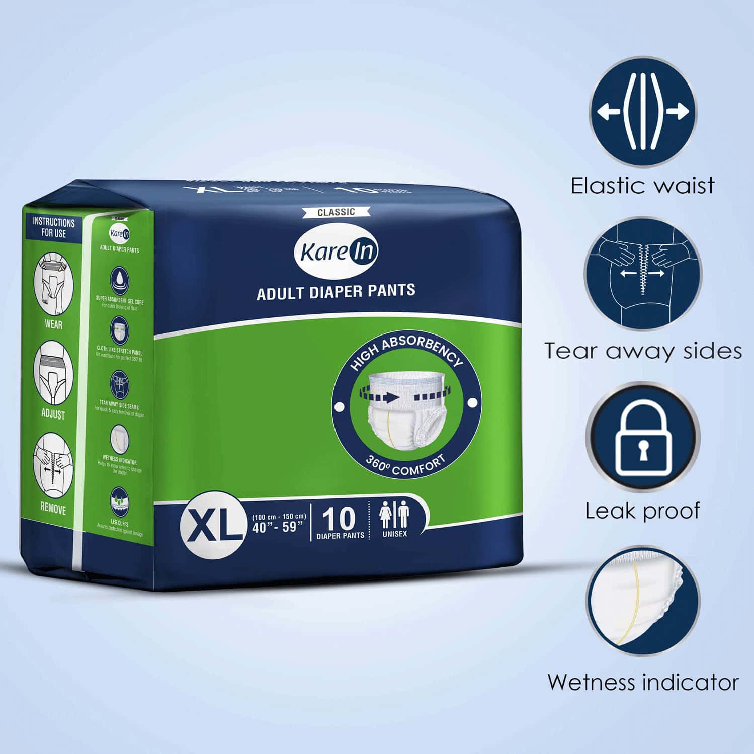 Buy KARE IN CLASSIC ADULT DIAPER PANTS EXTRA LARGE 100 150 CM (40