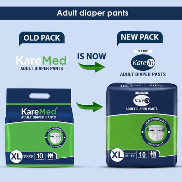 Kare In Classic Adult Diaper Pants Extra Large 100 - 150 Cm (40"- 59") Unisex Elastic Waist 10 Count