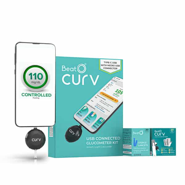 Beato Curv Glucometer | Typec Usb Connector | Ios Not Compatible | Free 20 Foil Strips & 20 Lancets