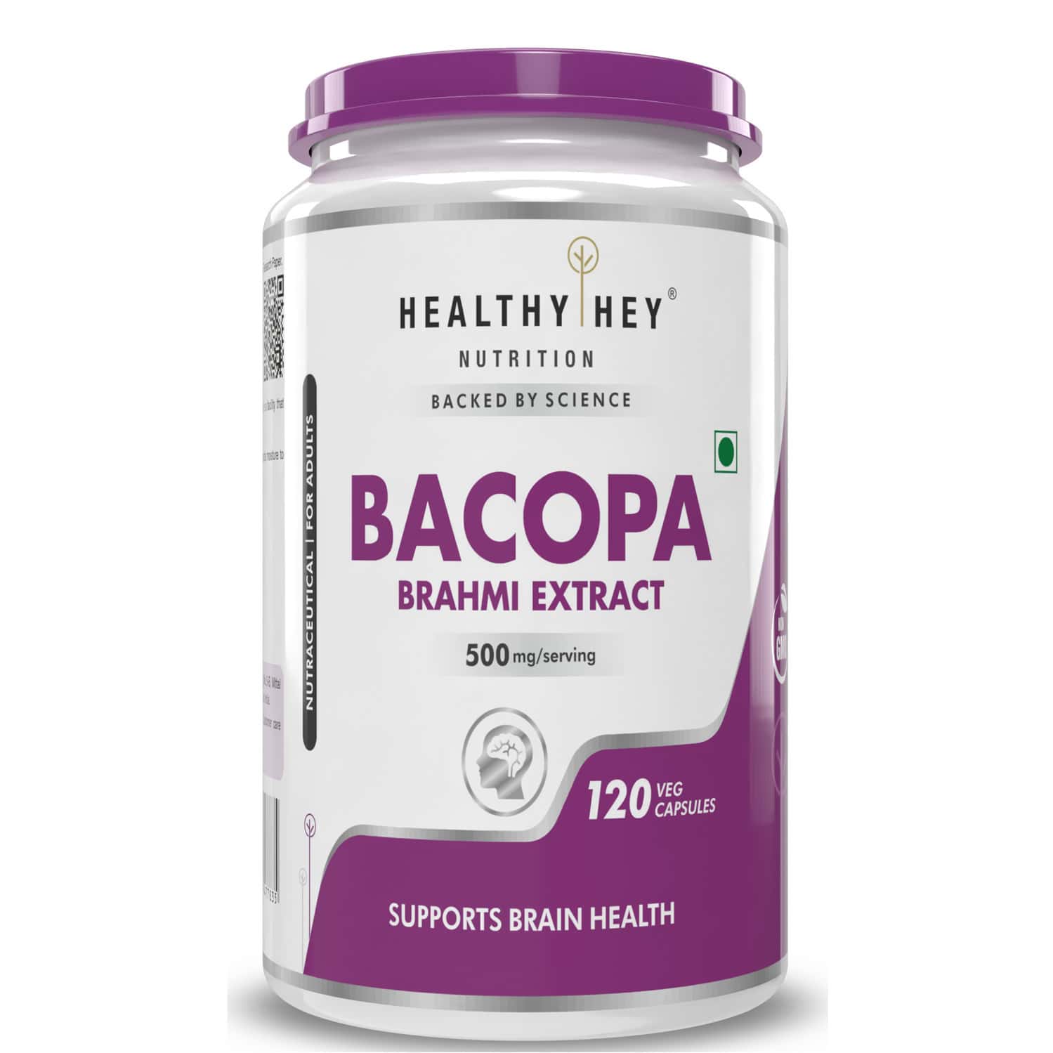 Healthyhey Nutrition Brahmi - Bacopa Monnieri - 120 Veg Capsules