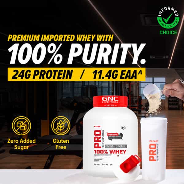 Gnc Pro Performance 100% Whey Protein Powder | 1.8 Kg | 24G Protein | 5.5 Grams Bcaa | Cafe Mocha
