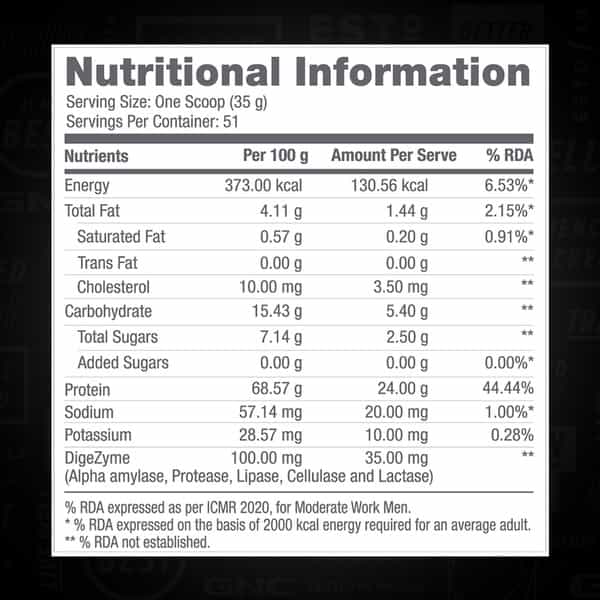 Gnc Pro Performance 100% Whey Protein Powder | 1.8 Kg | 24G Protein | 5.5 Grams Bcaa | Cafe Mocha