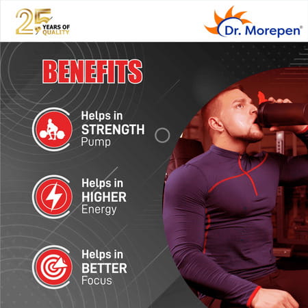 Dr. Morepen Pre Workout With L- Citrulline | Caffeine | Creatine Monohydrate - Pineapple