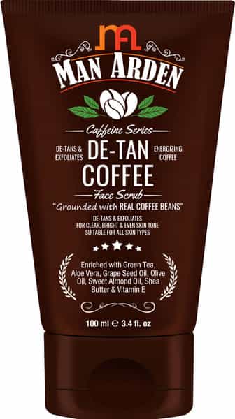 Man Arden Caffeine De Tan Coffee Face Scrub- Grounded With Real Coffee Beans 100 Ml