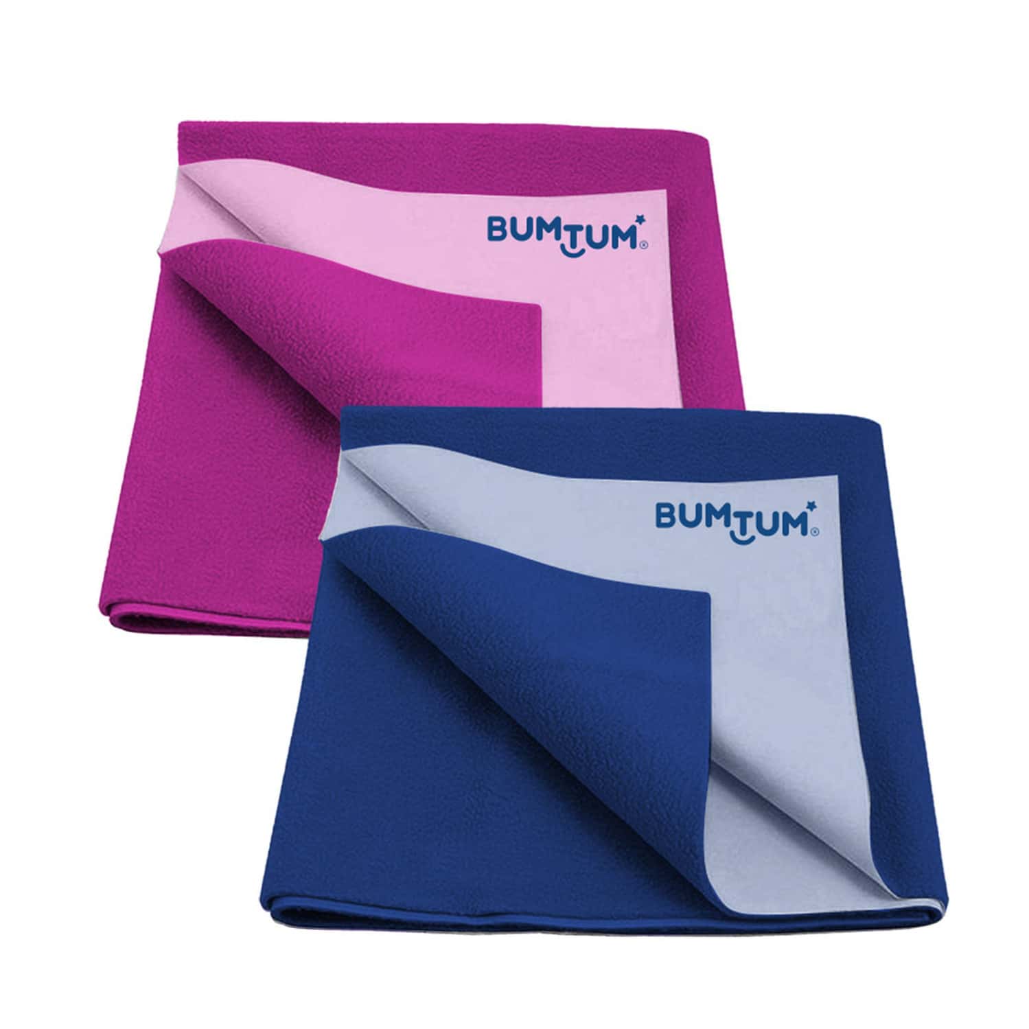 Bumtum Dry Sheet Leakproof Baby Bed Protector (Grape + Royal Blue Medium Size 100*70cm|Pack Of 2)