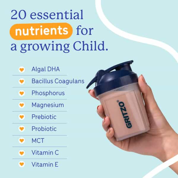 Gritzo Supermilk Weight+ (2-6Y Boy & Girl) | 4G Protein Powder (Double Chocolate | 400G)