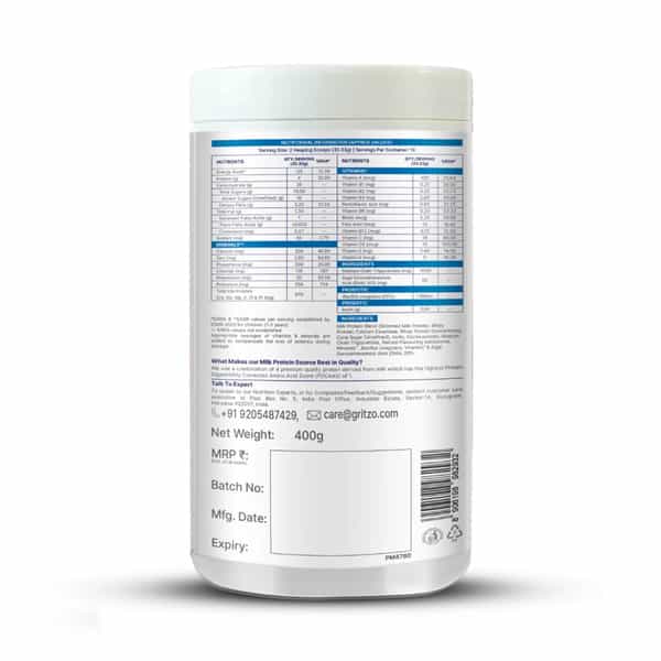 Gritzo Supermilk Weight+ (2-6Y Boy & Girl) | 4G Protein Powder (Double Chocolate | 400G)