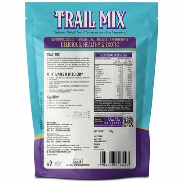 Nourishvitals Trail Mix With Real Nuts | Seeds & Dried Fruits | 100% Natural | Masala Flavor | 200G