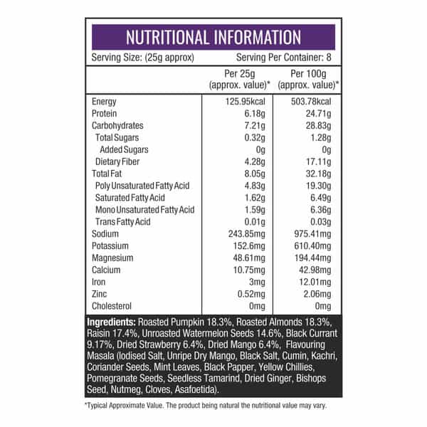 Nourishvitals Trail Mix With Real Nuts | Seeds & Dried Fruits | 100% Natural | Masala Flavor | 200G