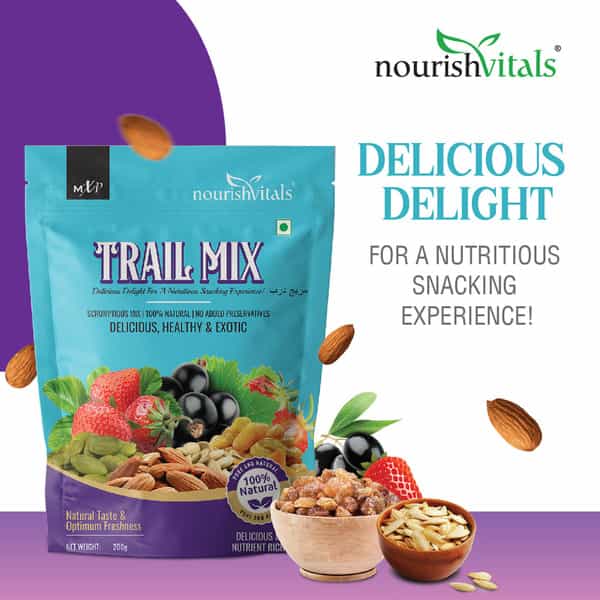 Nourishvitals Trail Mix With Real Nuts | Seeds & Dried Fruits | 100% Natural | Masala Flavor | 200G