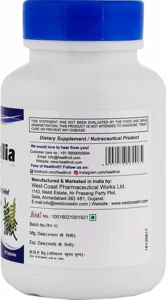 Healthvit Boswellia Superfood Powder 250 Mg For Healthy Joints -60 Capsules