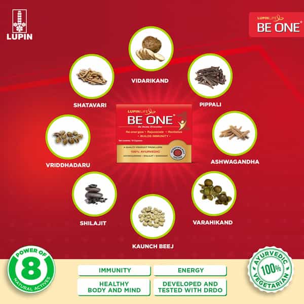 Be One Shilajit Ashwagandha Shatavari 100% Ayurvedic Energy And Immunity - Strip Of 10 Capsules