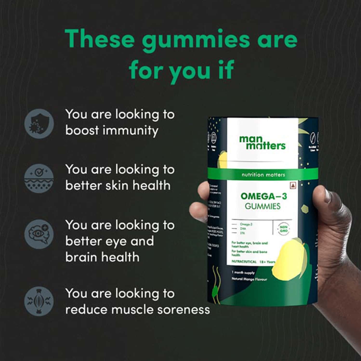 Buy MAN MATTERS OMEGA 3 GUMMIES Online & Get Upto 60 OFF at PharmEasy