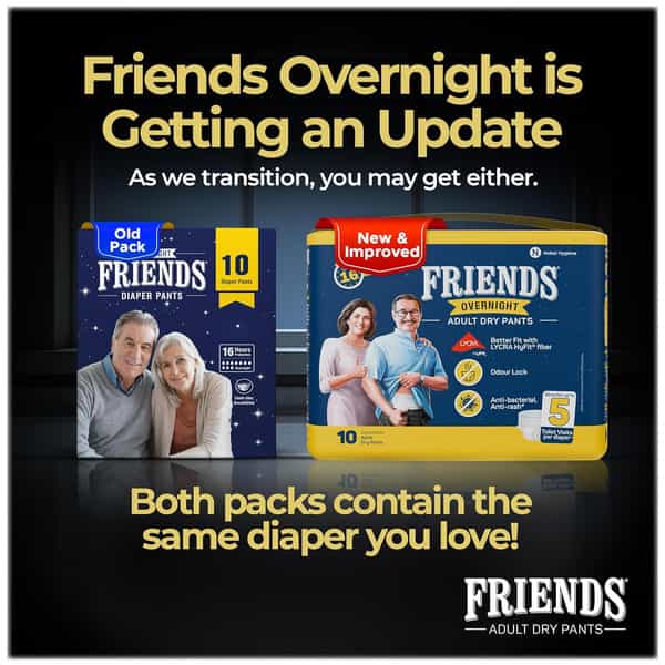 Friends Overnight Adult Dry Pants 10 Count (Xl) Waist 76-142 Cm(30-56 Inch)