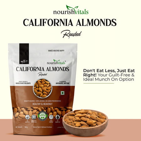 Nourishvitals Healthy Munching California Roasted Almonds + California & Salted Almonds (200gm Each)