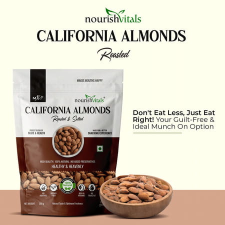 Nourishvitals Healthy Munching California Roasted Almonds + California & Salted Almonds (200gm Each)