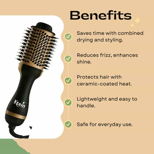 Ktein 4 In 1 Professional Hair Brush - Keratin 3D Hot Air Brush | 2000W Ceramic Smooth - (1 Unit)