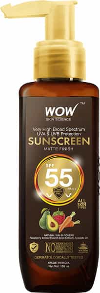 Wow Skin Science Sunscreen Matte Finish - Spf 55 Pa+++ - Very High Broad Spectrum -100Ml