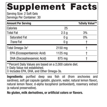 Nordic Naturals Ultimate Omega 2x 2150 Mg Omega 3 Fish Oil + Epa And Dha For Men & Women 60 Softgels