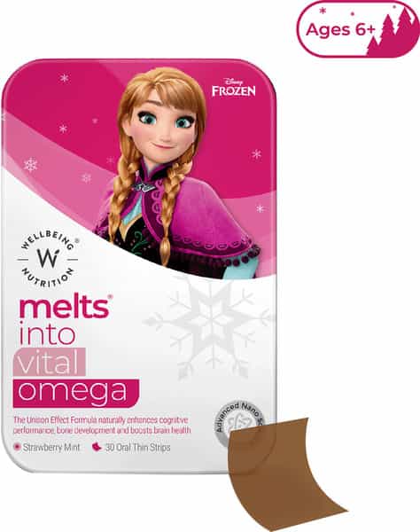Wellbeing Nutrition Frozen Anna Melts - Kids Vegan Omega-3(Epa & Dha) - Strawberry Mint (30 Strips)