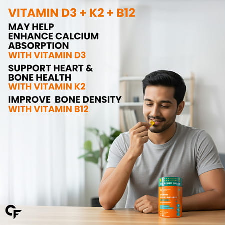 Carbamide Forte Vitamin D3 K2 B12 Gummies For Women Men & Kids-60 Gummies