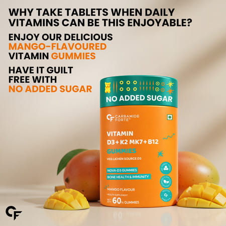 Carbamide Forte Vitamin D3 K2 B12 Gummies For Women Men & Kids-60 Gummies