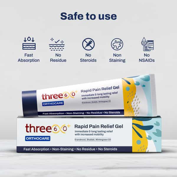 Three60+ Rapid Pain Relief Gel: Get Immediate | Long Lasting Relief & Better Mobility