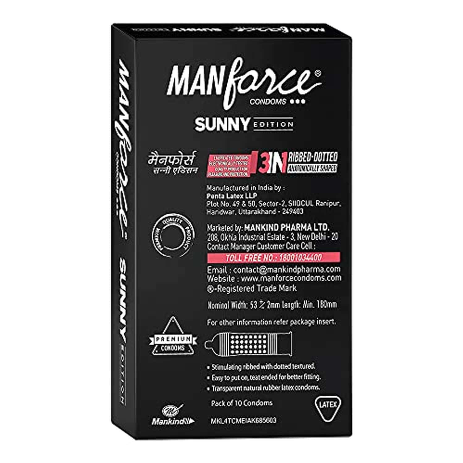 Buy MANFORCE RIBBED & DOTTED SUNNY EDITION CONDOMS 10 PCS X PACK OF 2 ...